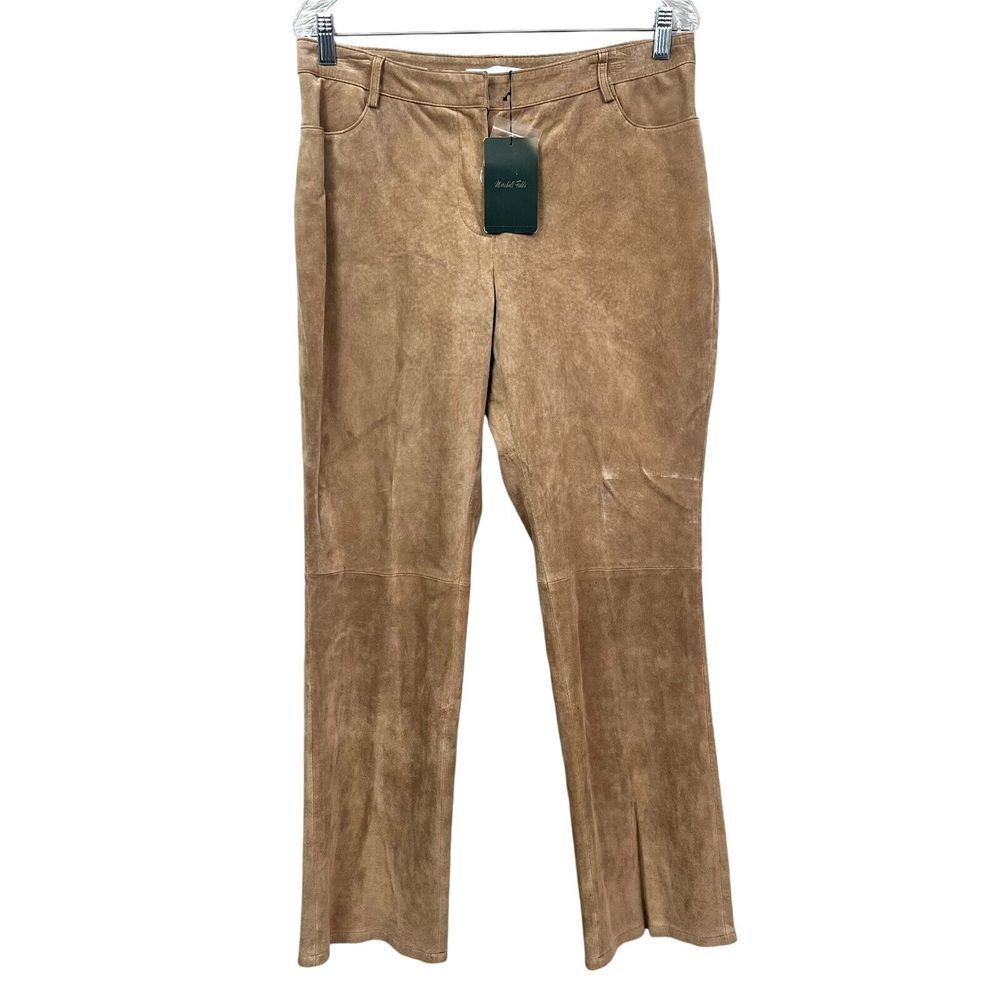 Marshall Fields Women Suede Pants Straight Fully Lined Pockets Brown Kelp Sz 12*